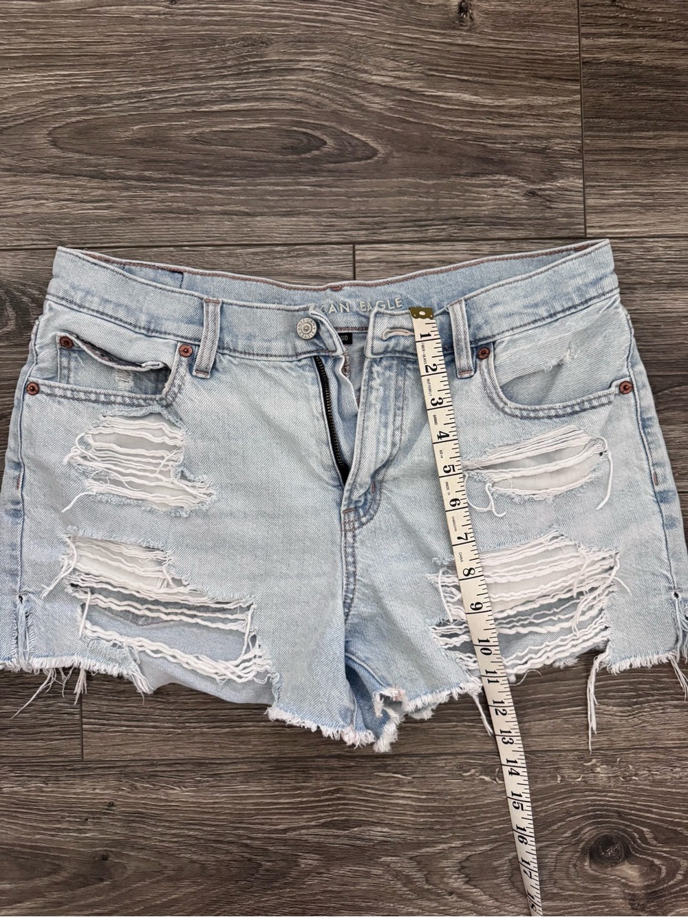 American Eagle Outfitters Light Blue Distressed Denim Shorts